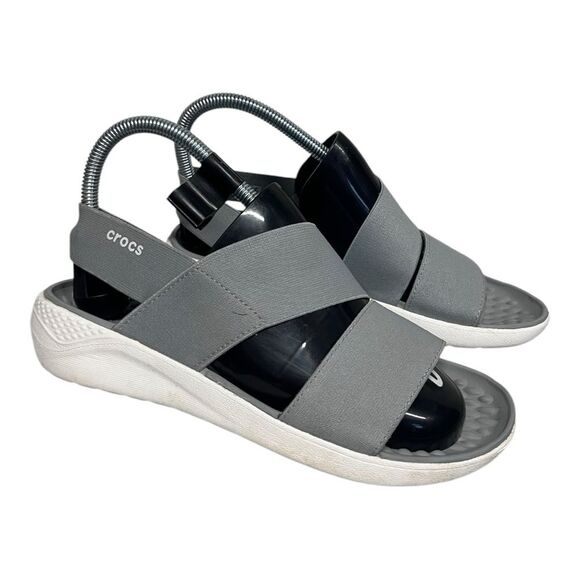Crocs | Women's Gray LiteRide Stretch Sandals 6 - Picture 4 of 9